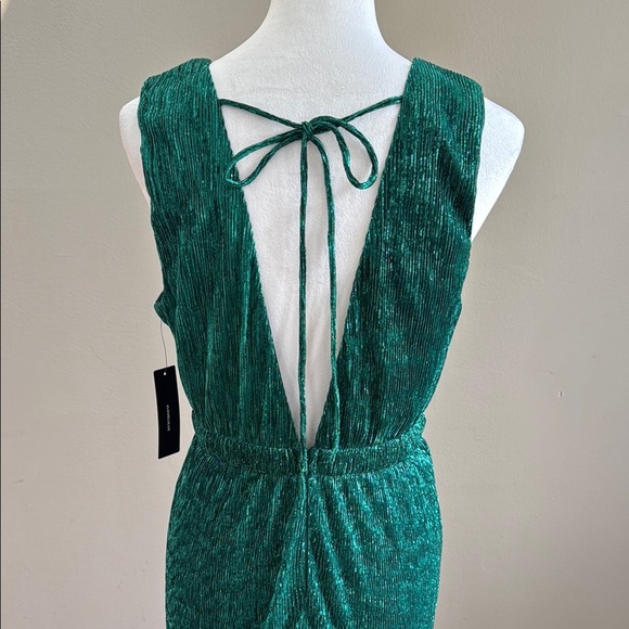 Lulu's Falling Star Teal Green Sleeveless Textured Knit Metallic Maxi Dress Sz L - Picture 10 of 15